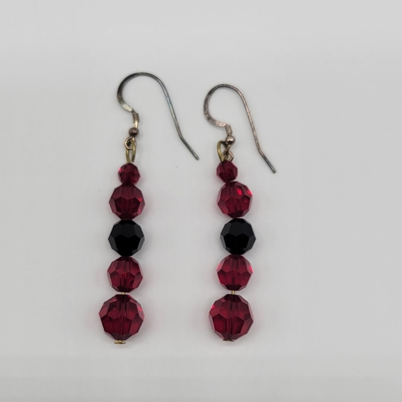 Red Crystal Bead Earrings - Picture 3 of 6